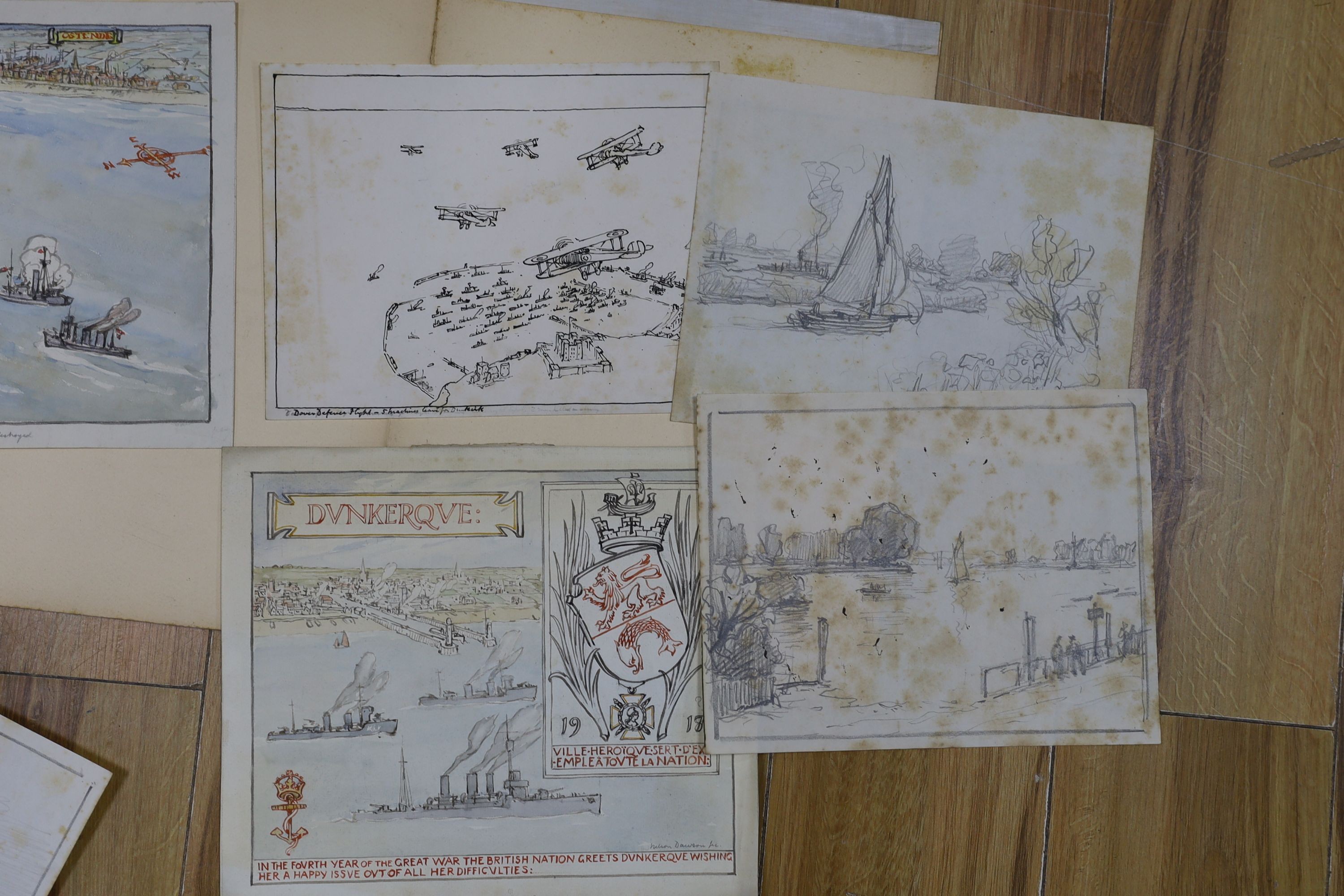 Nelson Dawson (1859-1941) original wartime watercolours and drawings